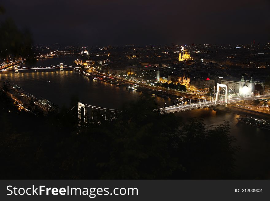 View of panorama Budapest, Hungary, from fortress Citadel