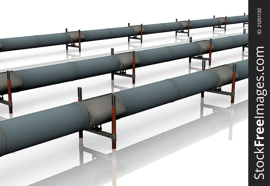 Gas and oil pipelines on a white background. Gas and oil pipelines on a white background