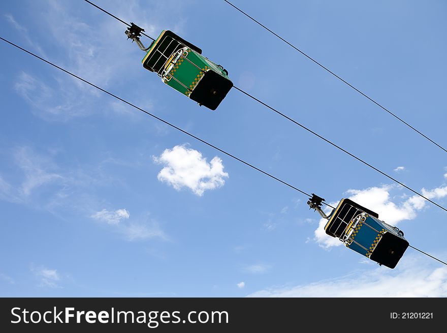 Cable Car with Blue Sky, Thailand