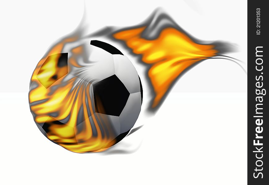 A soccer ball sets fire