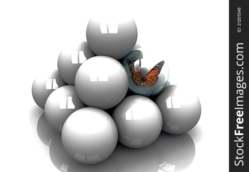 Pyramid Balls And Butterfly