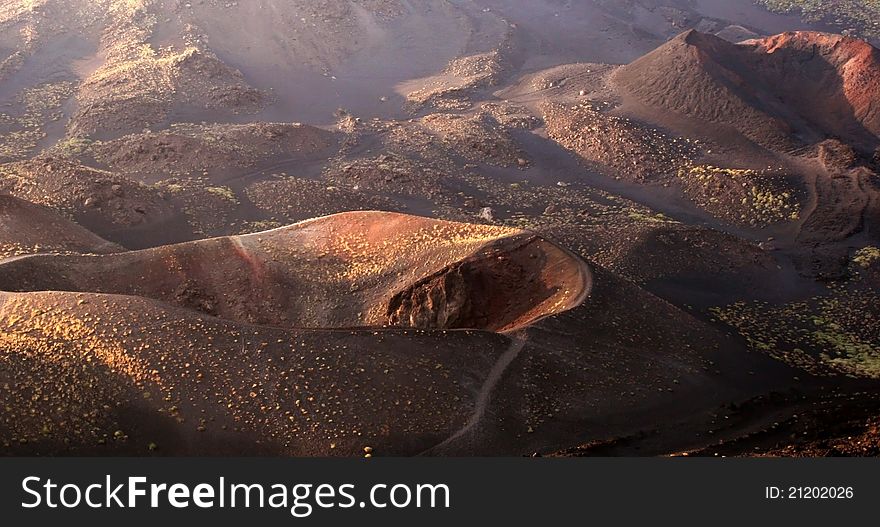 The first craters of mount Etna at 2.000 m.