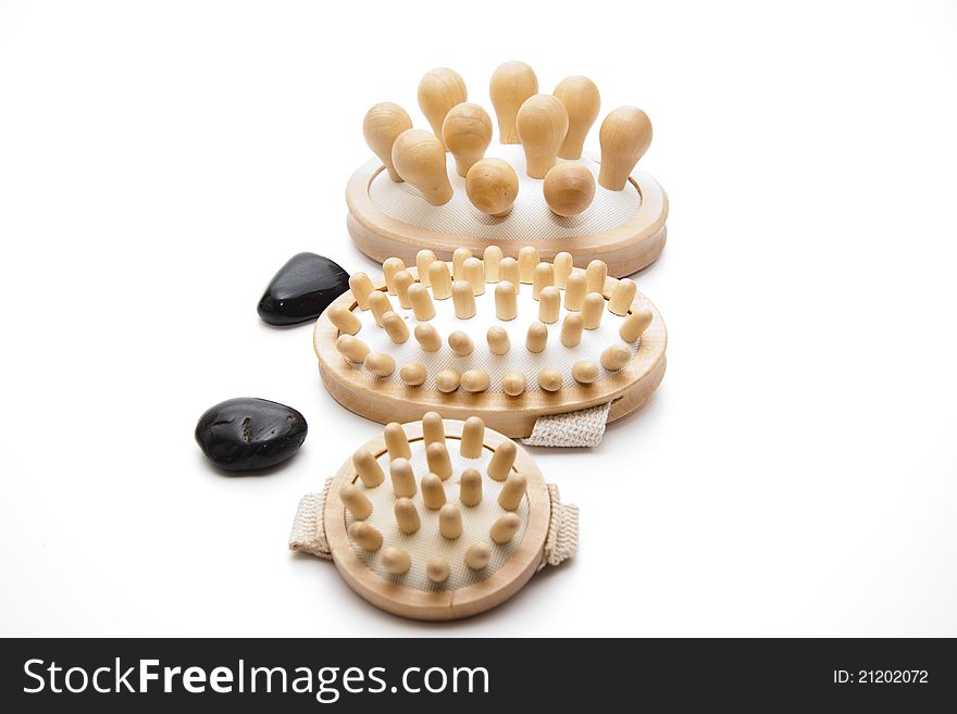 Massage brush with belt on white background