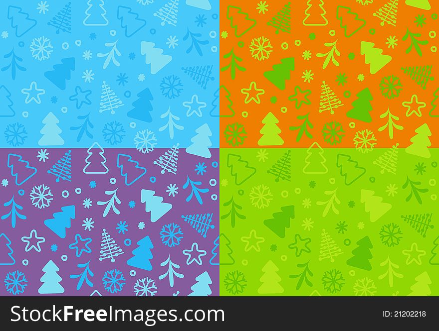 Four seamless backgrounds of a Christmas and New Year's theme. Four seamless backgrounds of a Christmas and New Year's theme