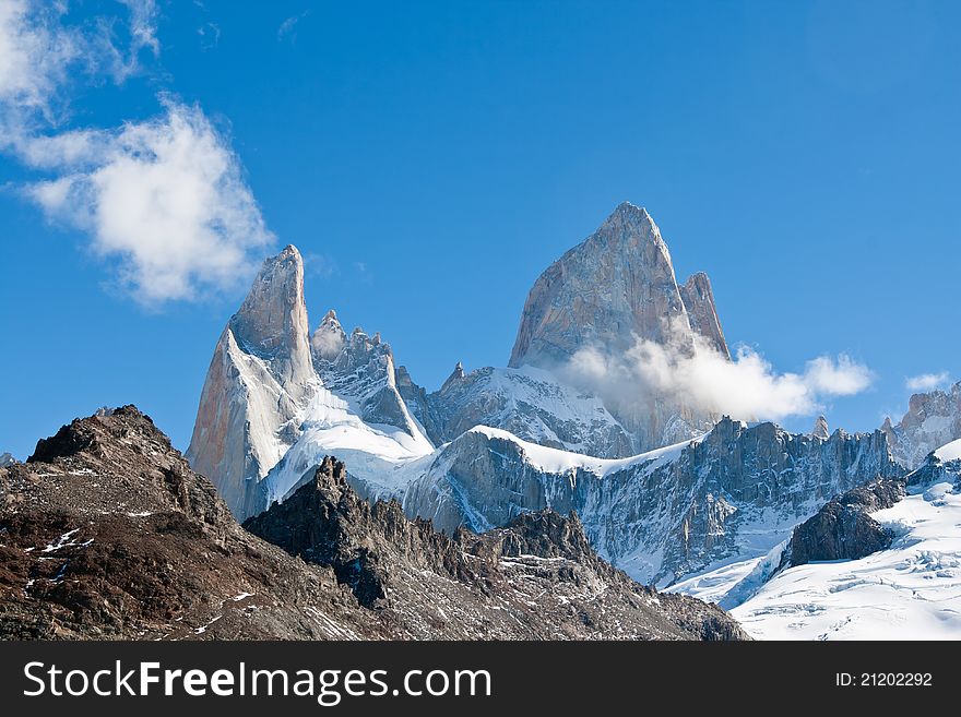 Famous Fitz Roy Mountain in Los Glaciares national park in patagonia, argentina.