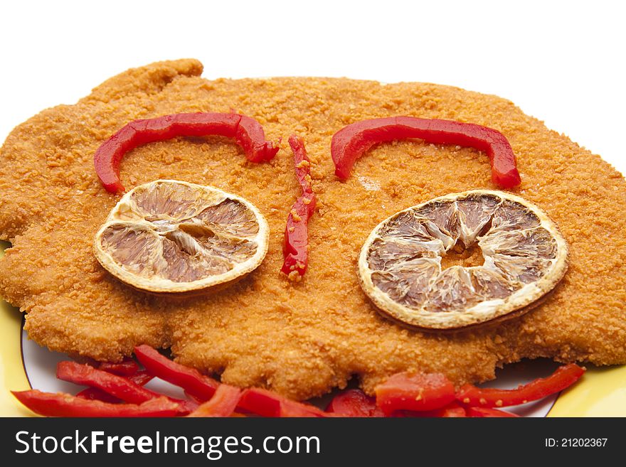 Cutlet with red pepper and lemon