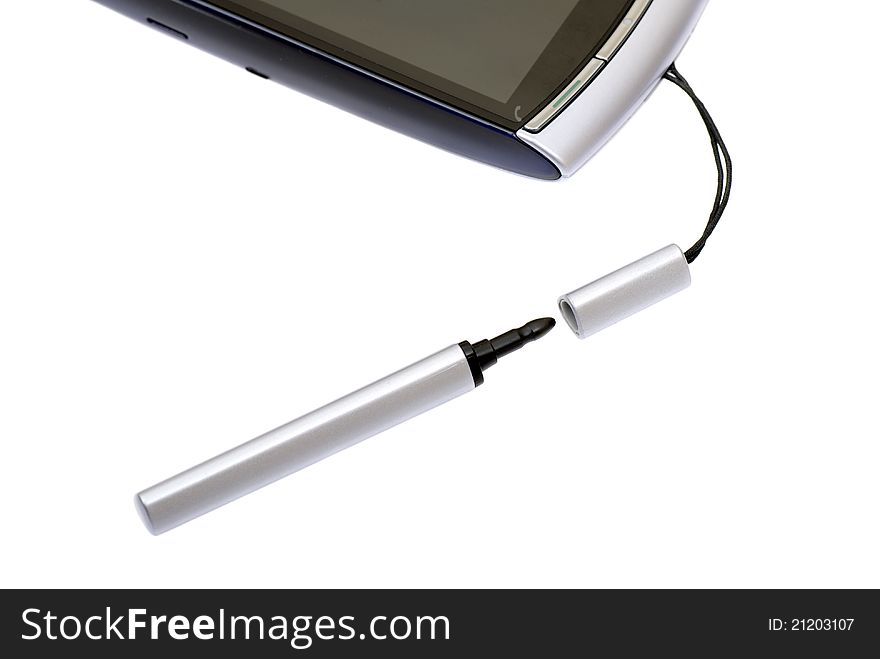 Stylus with Phone isolated on white