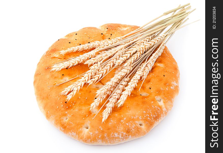 Baked bread, on a white background