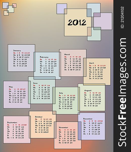 Calendar 2012 In Squares