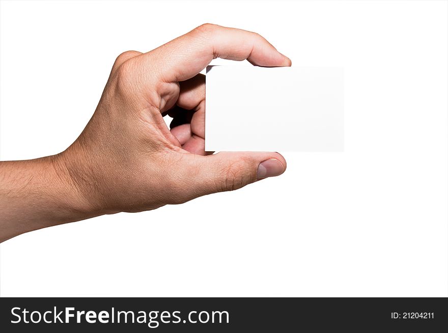 Man Shows His Business Card.