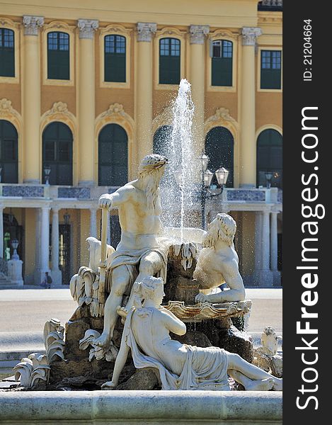 Travelling Europe - sculpture on the square, Schonbrunn palace, Vienna, Austria. Travelling Europe - sculpture on the square, Schonbrunn palace, Vienna, Austria