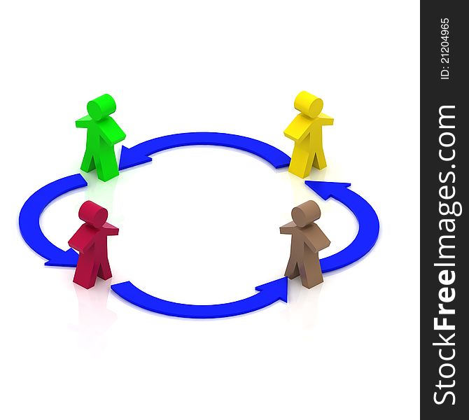 Teamwork circle, business flow. 3d illustration