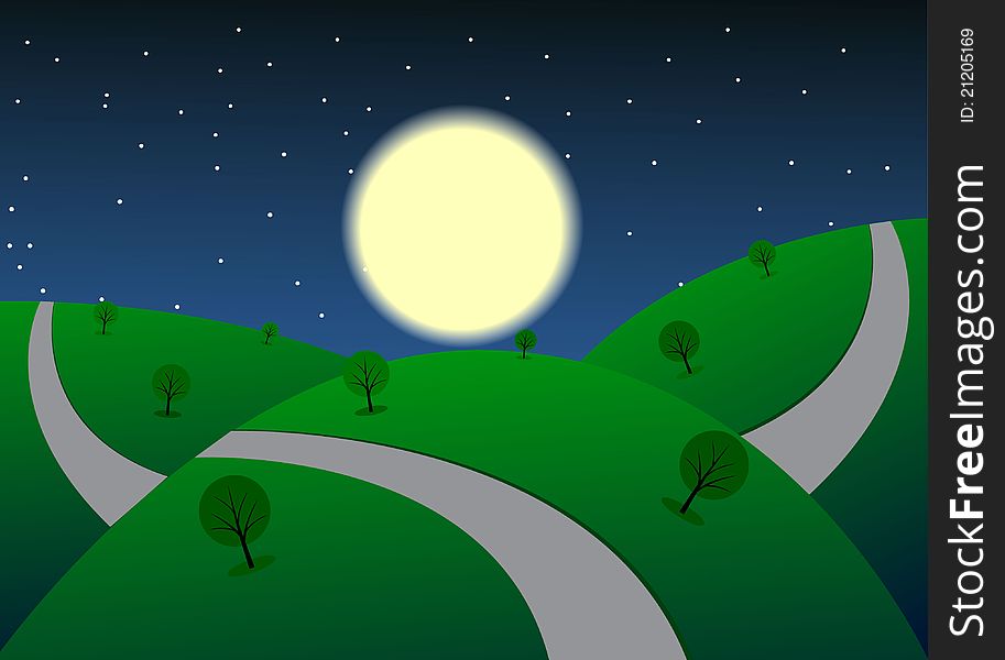 Beauty night landscape. vector illustration. Beauty night landscape. vector illustration