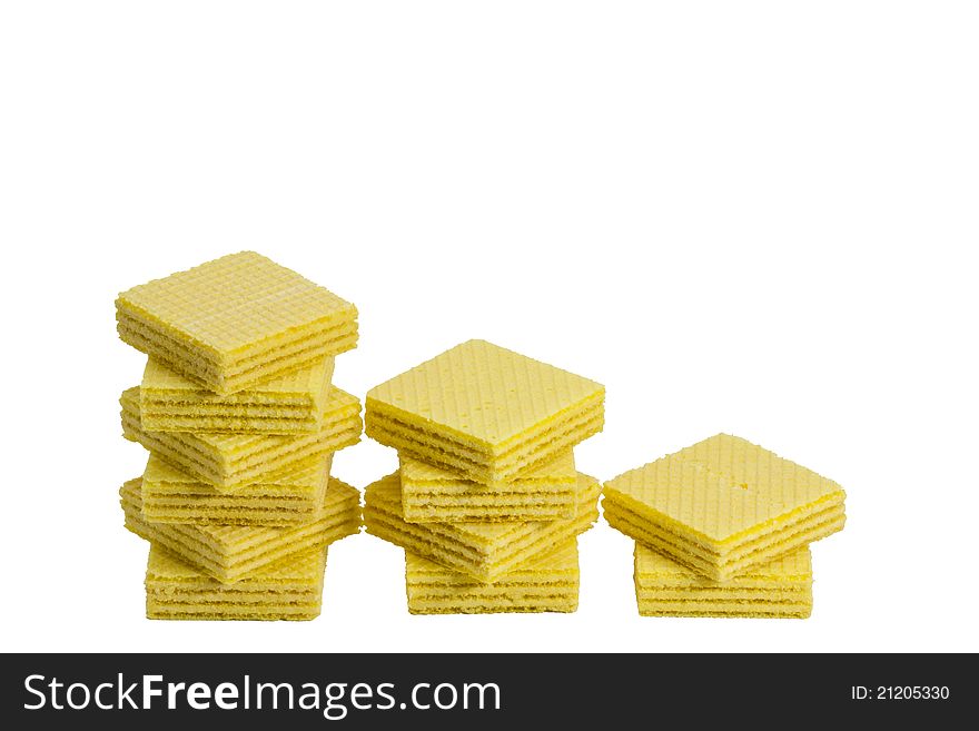 Five pieces of wafer. On a white background.