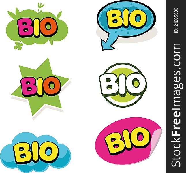 Bio labels isolated on white background. Bio labels isolated on white background