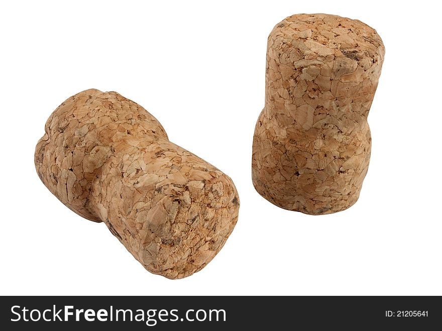 Two cork isolated on a white background