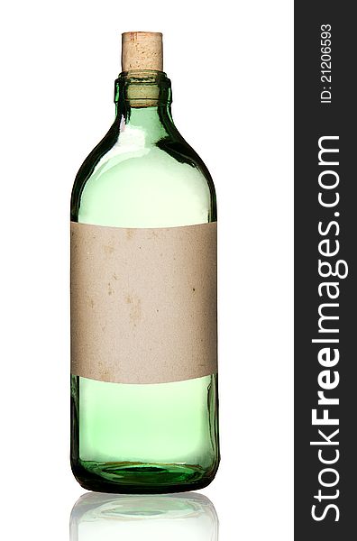 Old fashioned drug bottle with label, isolated, clipping path. Old fashioned drug bottle with label, isolated, clipping path.