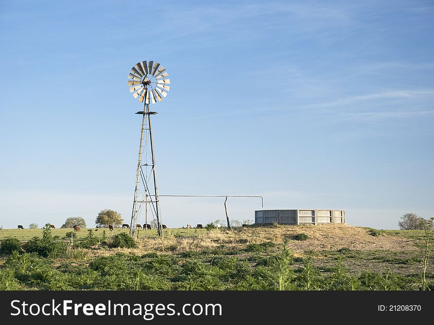 Windmill and Concrete Tank
