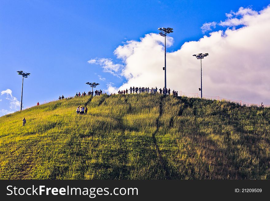 Group of people on top of a hill