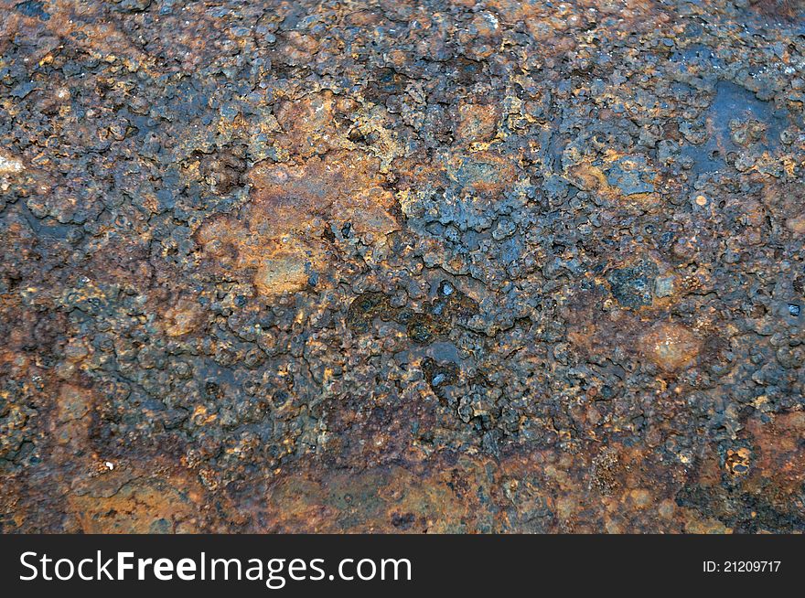 Close up details of rust in cast iron