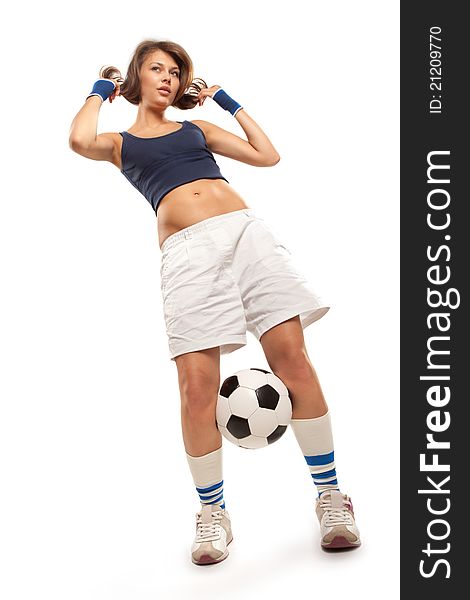 Sexy girl with soccer ball