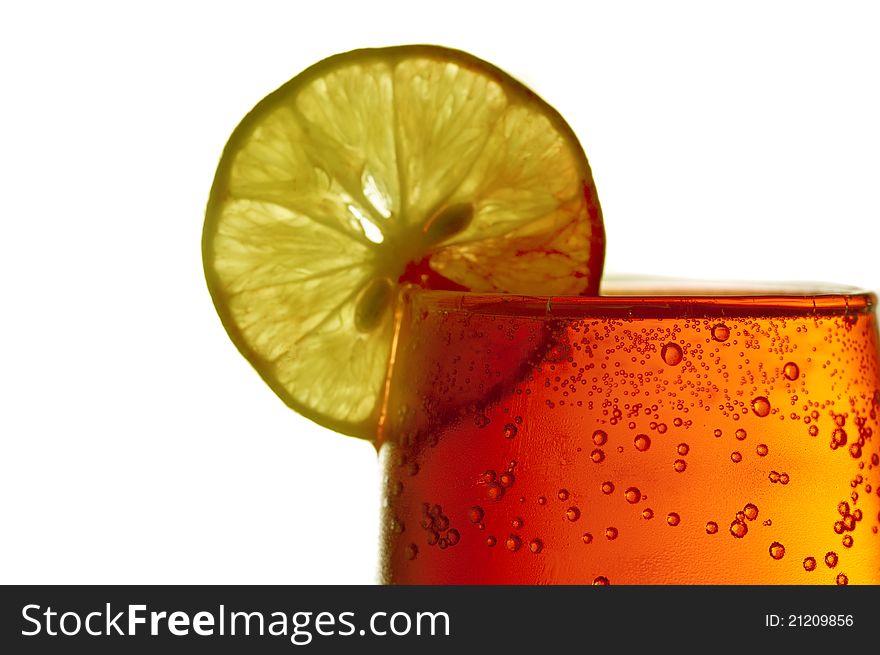 Lemon and Red soda isolated on white background