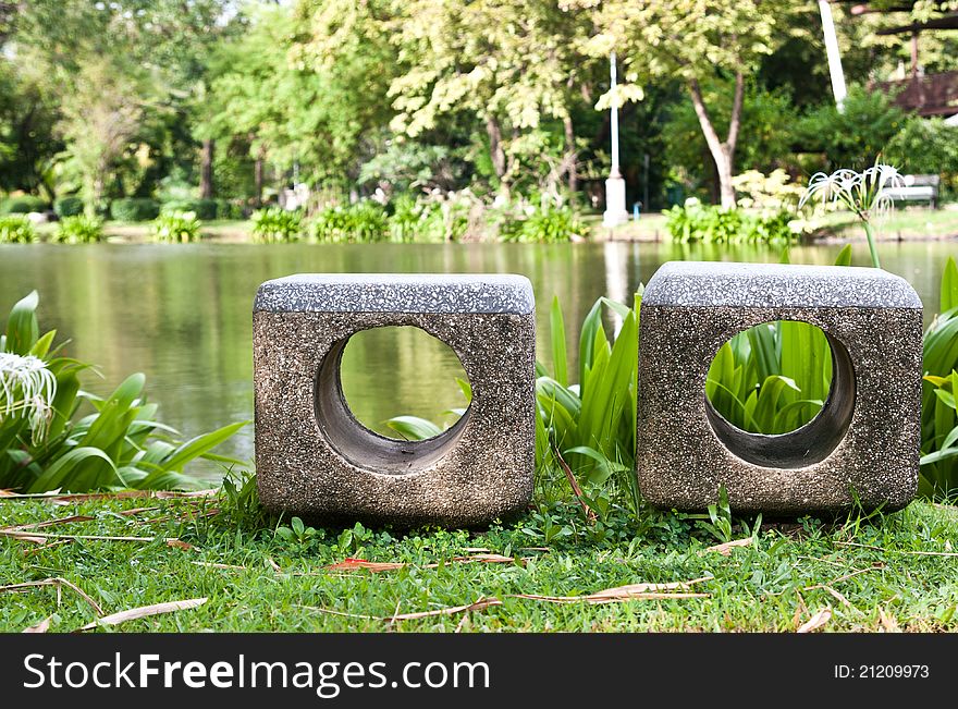 Stone bench in the park.