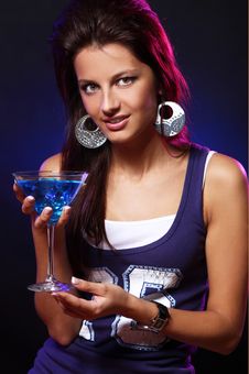 Young And Beautiful Woman In The Nightclub Royalty Free Stock Photography