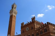 Torre Del Mangia And Palazzo Pubblico, Siena Royalty Free Stock Photos