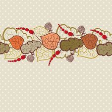 Autumn Vector Background With Leaves And Berries Royalty Free Stock Image