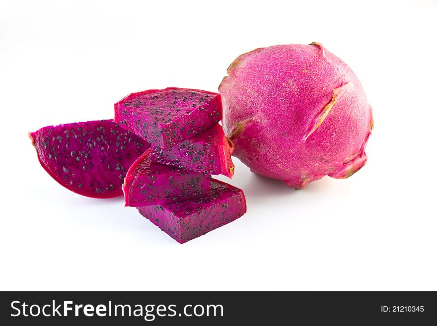 Red dragon fruits on white background,With high nutrient good for health