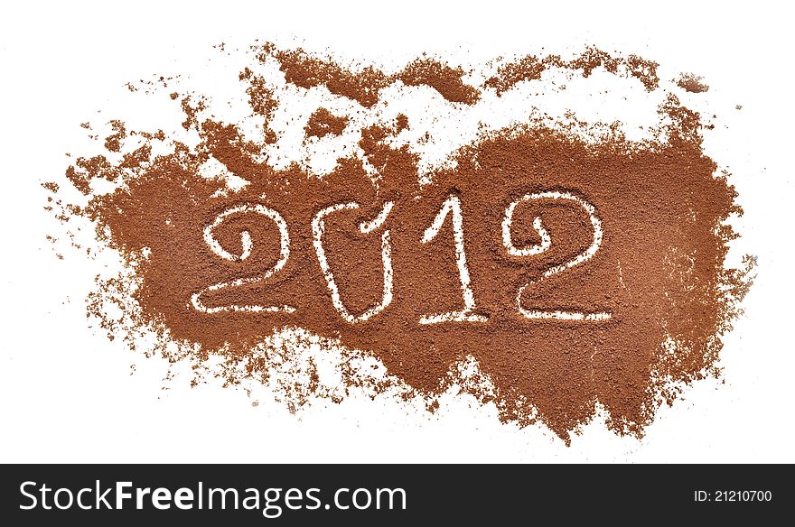 2012 written on coffee mill background