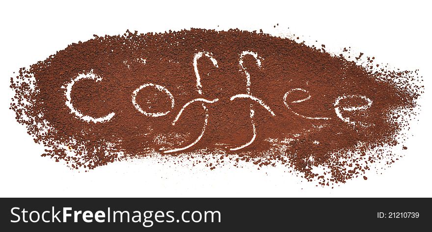 Milled coffee sign on a white background