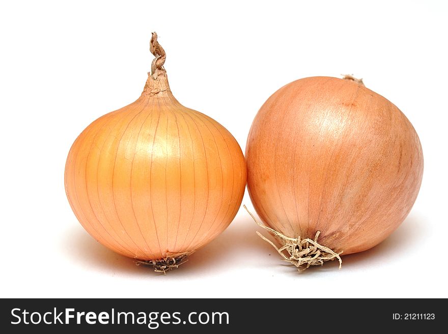 Ripe onion on a white background. Ripe onion on a white background