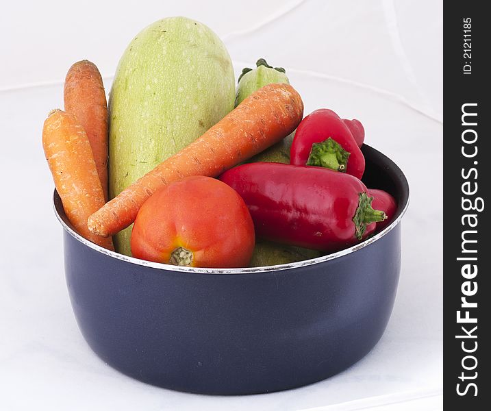 Various vegetables in a pot close up