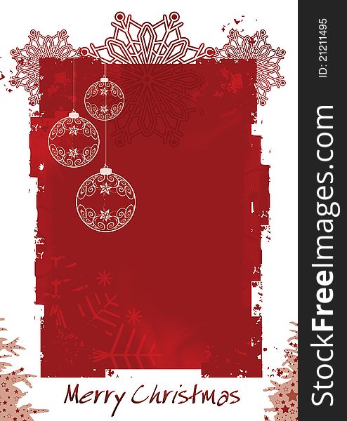 Grunge blank Christmas card with decoration