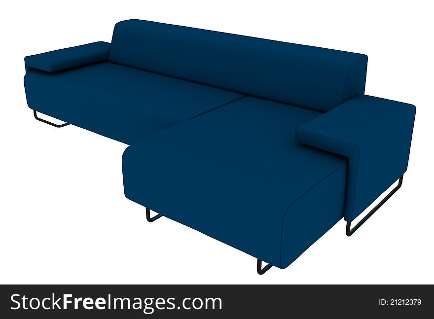 Blue Sofa in white background, interior and furniture category 3D Rendering. Blue Sofa in white background, interior and furniture category 3D Rendering