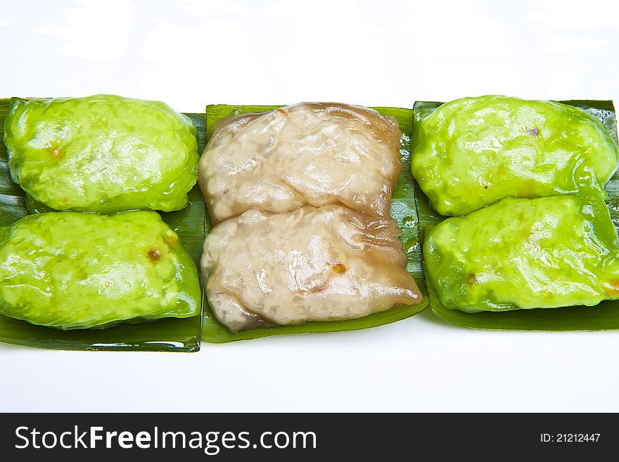 A kind of Thai dessert. Stuffed with coconut.
