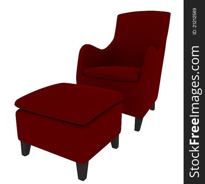 Red Sofa 3D Rendering