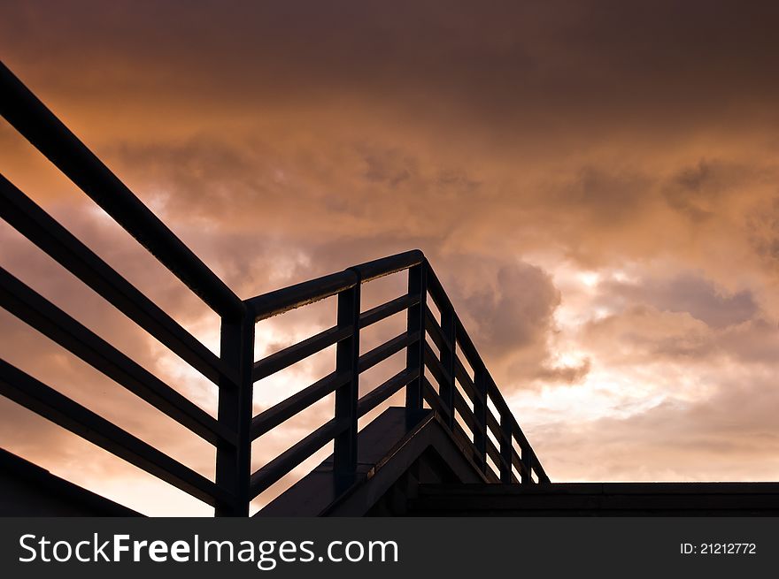 Stairway to heaven, sunset, clouds