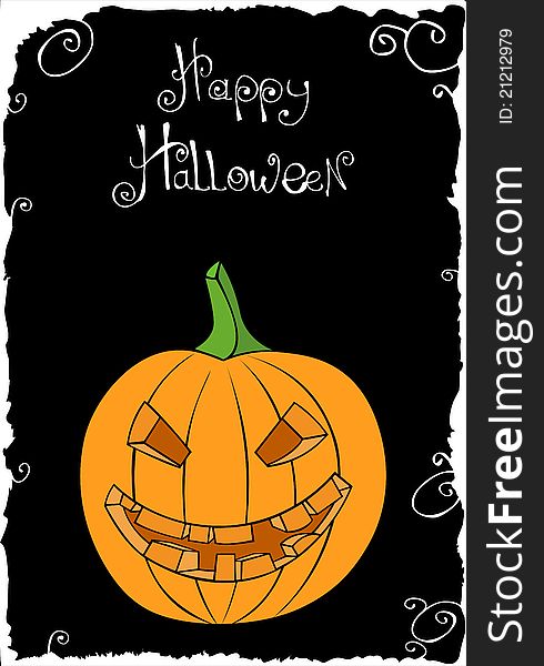 Vector postcard with Halloween pumpkin