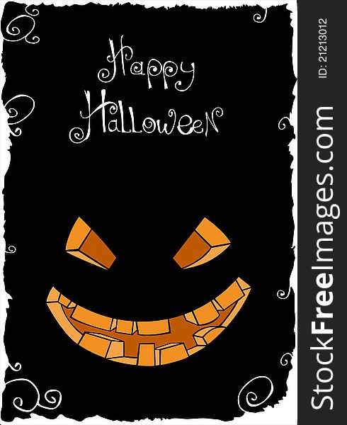 Vector scary face on black (Halloween illustration)