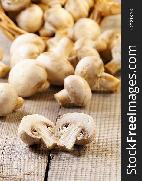 Close up of mushrooms from the basket