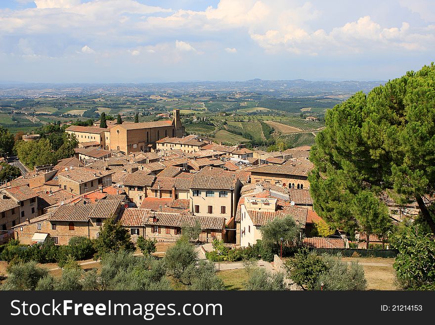 View of San Gimignano, a small medieval town in the province of Siena, Tuscany, Italy. View of San Gimignano, a small medieval town in the province of Siena, Tuscany, Italy