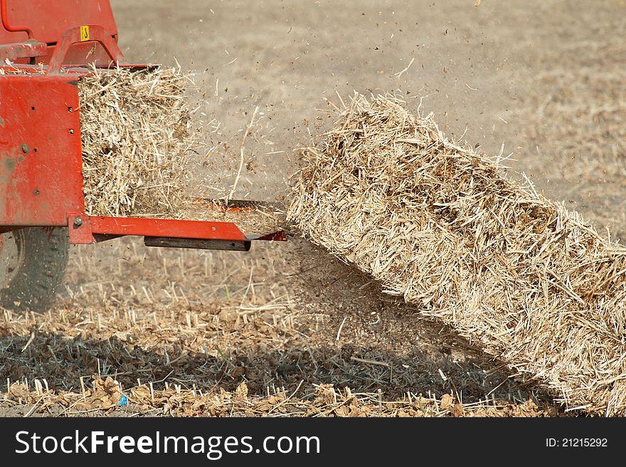 Agricultural machinery ejected bale of soy