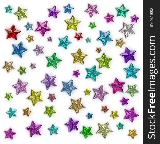Colorful stars of the different sizes consisting of multi-colored shining gems. Colorful stars of the different sizes consisting of multi-colored shining gems