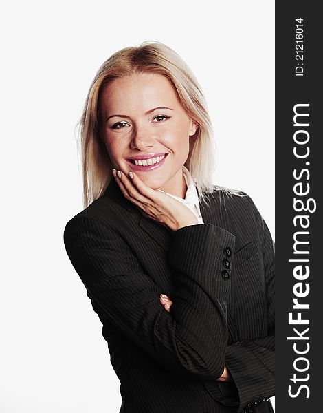 Business woman on a gray background