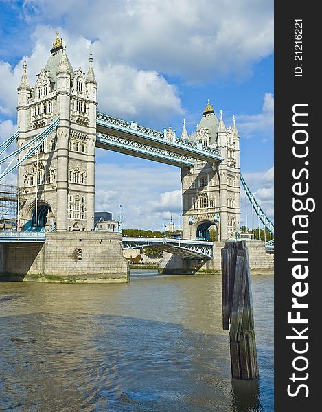 London Tower Bridge crossing over the River Thames.