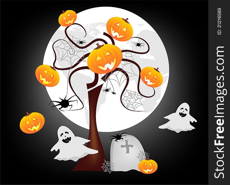 Funny halloween background with ghosts. Funny halloween background with ghosts