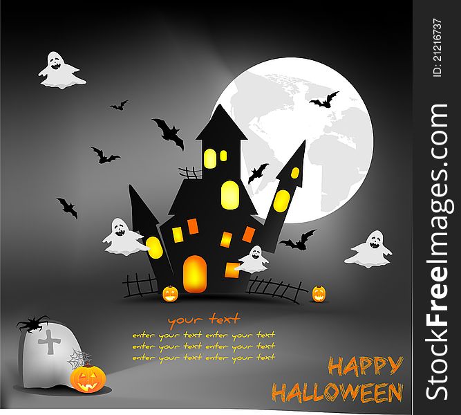 Funny halloween background with ghosts. Funny halloween background with ghosts